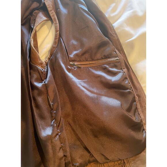 Wilsons Mens Vest Sz S Brown Motorcycle Jacket Genuine Leather Full Zip Biker - Picture 7 of 11
